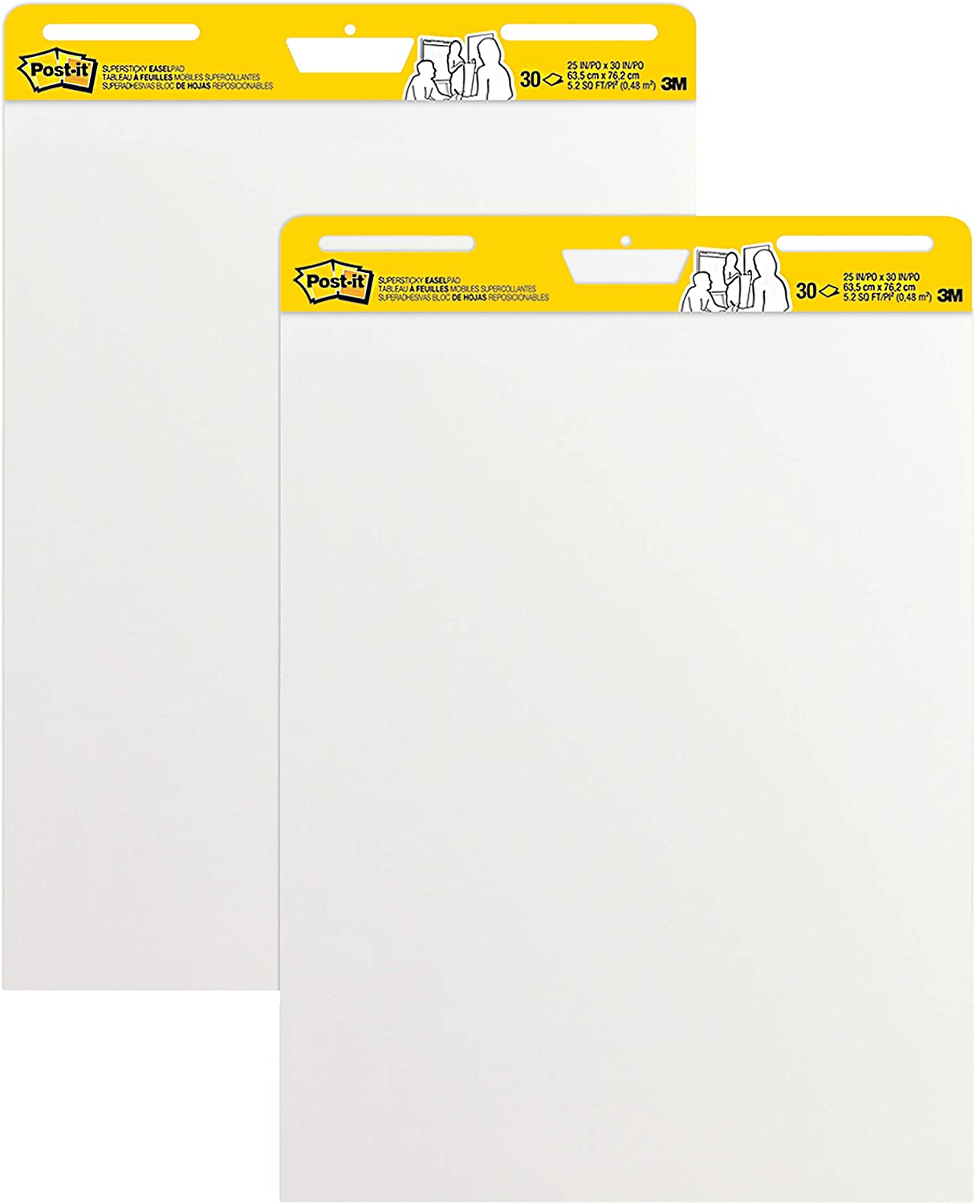 Post-it Super Sticky Easel Pad, 25 in x 30 in, White, 30 Sheets/Pad, 2 Pad/Pack, Great for Virtual Teachers and Students (559)
