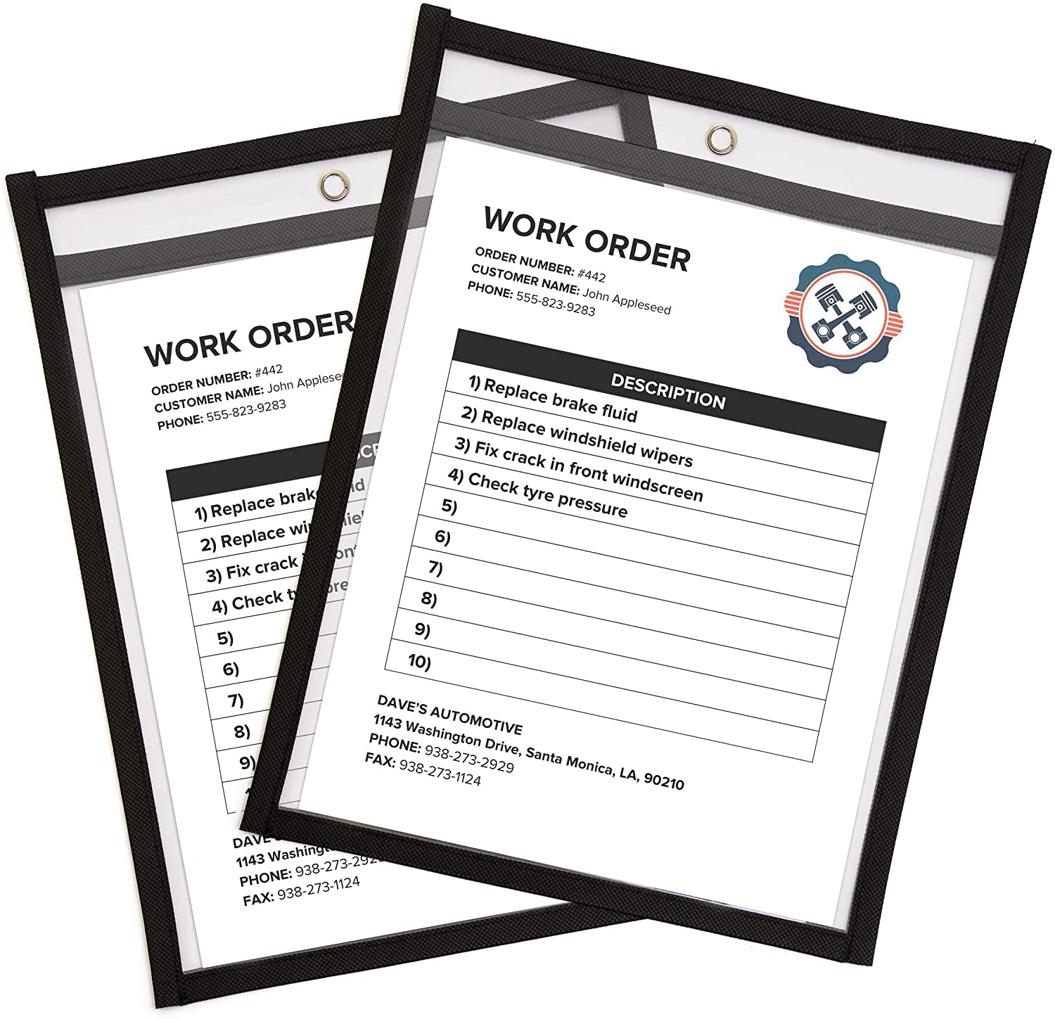 (30 Pack) Job Ticket Holders 9×12 Dry Erase Pockets Shop Holder Order Clear Black Sleeves Tickets Folders Jackets Repair C Line