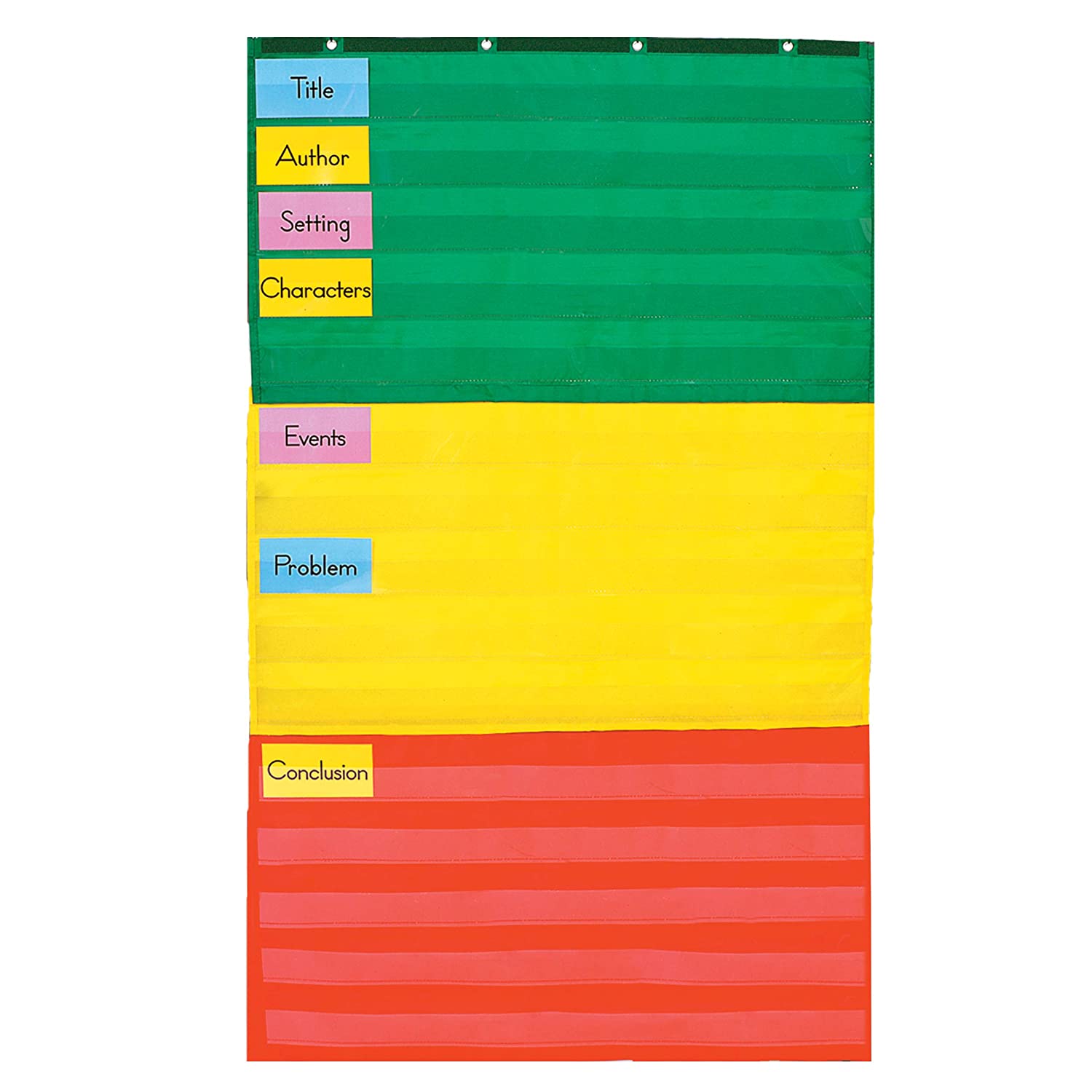 Carson-Dellosa Adjustable Pocket Chart Multi-Purpose Educational and Organizational Tool, Assorted Color Header Cards; Red, Yell