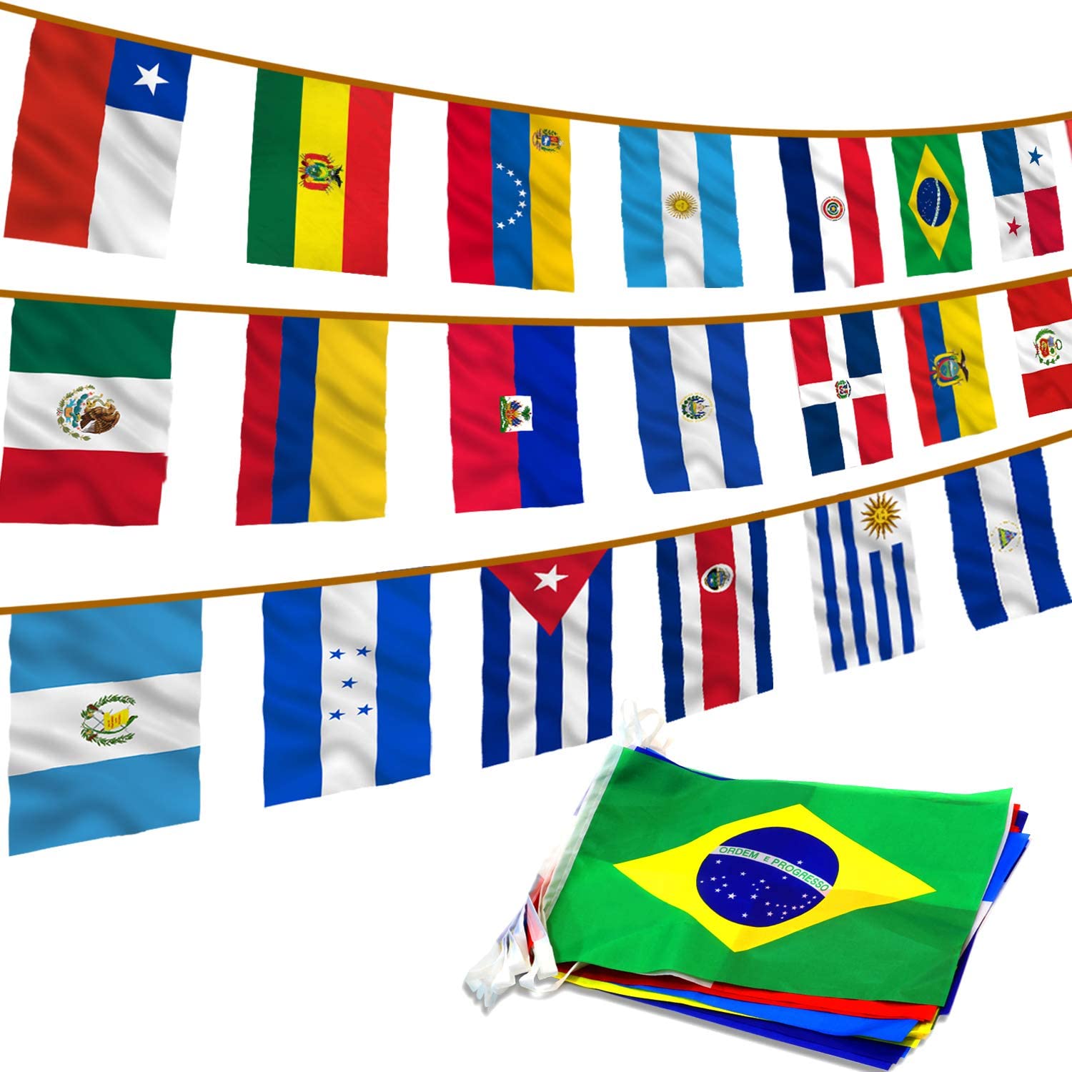 Anley Latin America 20 Countries String Flags – Assorted Latino Flag Banners for International Events Conference Party Decoratio